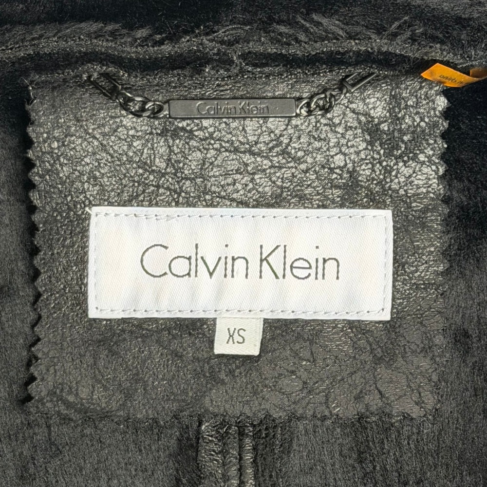 Calvin Klein Faux Suede/Shearling Fur Lined Trench Coat Belted Womens XS Black - Picture 9 of 12